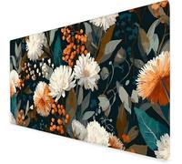 Blanca Alfombrilla ratón XXL, 1200x600x3mm Flor Alfombrilla Escritorio Extendida con Bordes Cosidos, Antideslizante E Impermeable Mouse Pad Aply a Oficina Y Hogar, Regalos Originales para Hombre A19