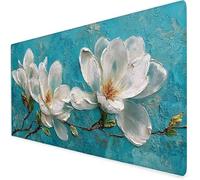 Blanca Alfombrilla ratón XXL, 1200x600x3mm Flor Alfombrilla Escritorio Extendida con Bordes Cosidos, Antideslizante E Impermeable Mouse Pad Aply a Oficina Y Hogar, Regalos Originales para Hombre A22