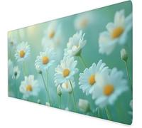 Blanca Alfombrilla ratón XXL, 900x500x3mm Flor Alfombrilla Escritorio Extendida con Bordes Cosidos, Antideslizante E Impermeable Mouse Pad Aply a Oficina Y Hogar, Regalos Originales para Hombre A17