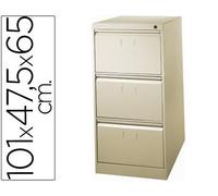 Blanca Fichero Metálico 3 Cajones Beige 103x64x51 cm Antivuelco DIN A4 Carpetas Colgantes