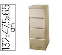 Blanca Fichero n.34 Metal 4 Cajones 132x66.5x50 cm Beige Carpetas A4/Folio Guías Telescópicas Antivuelco