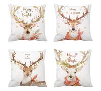 Blanca Funda Cojin 35 x 35 Juego de 4 Fawn Cojines Sofa Lino Funda de Almohada Cojines Decorativos, Cojin Infantil Pillow Case Cuadrado Cushion Covers Almohada Sofa, Home Decoration a-12