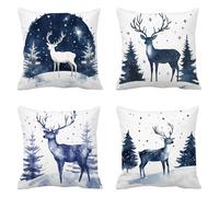 Blanca Funda Cojin 35 x 35 Juego de 4 Fawn Cojines Sofa Lino Funda de Almohada Cojines Decorativos, Cojin Infantil Pillow Case Cuadrado Cushion Covers Almohada Sofa, Home Decoration a-13