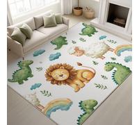 Blanca Interior y Exterior Alfombra León Oveja Dinosaurio Arcoíris Alfombra Dibujos Animados súper Suave Brillante Alegre Divertido Lindo Decorativo 100 x 150 cm per Habitación Infantil Dormitorio