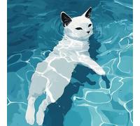 Blanca Pintar Por Numeros Adultos NiñOs Kits, gato DIY Manualidades NiñOs, Lienzos Para Pintar Con Pintura Acrilica Y Pinceles, Regalos Personalizados Para Decoracion Hogar, Sin Marco 45x45cm 3-45