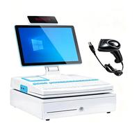 ,blanca,SingleScreen,AVSMGP Caja Registradora Con Pantalla Táctil Para Pequeños Negocios - TPV Todo En Uno 15.6" Con Teclado, Impresora Integrada De 58 Mm Y Escáner, Windows 10 Para Comercio Minorista