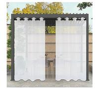 Blancas Cortinas de Exterior Impermeable Cortinas para Exterior para Porche Pérgola Terraza Cortinas Trasparentes An213xAl244cm con Trabillas superior Cortinas para Pergolas Jardin Dormitorio 2 PCS