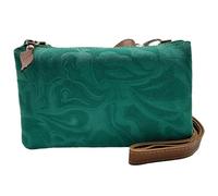 Blanck Bolso Bandolera Mujer Piel Doble Fuelle Cartujano Verde. Cierre Cremallera con Llavero Alas Angel. Bolsillo Trasero. Regulable. 18,5 x 11 x 4,5 cm y 160 gr. Fabricado en España.