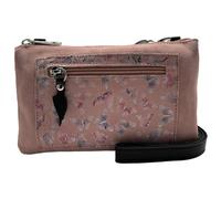 Blanck Bolso Bandolera Mujer Piel Doble Fuelle Mariposas Rosa. Bolsillo Delantero y Trasero, Cierre Cremallera con Llavero. Asa Regulable. 18,5 x 11 x 4,5 cm y 170 gr. Fabricado en España.