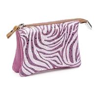 Blanck Monedero Tarjetero Piel Doble Fuelle Cebra Fucsia Mujer. Cierre Cremallera con Tirador. 2 Compartimento. Medidas 11,5 x 8,5 x 2,5 cm y 57 gr. Ideal para Cualquier Bolso. Fabricado en España.