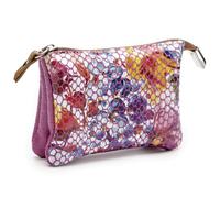 Blanck Monedero Tarjetero Piel Doble Fuelle Vidriera Fucsia Mujer. Cierre Cremallera con Tirador. 2 Compartimentos. Medida 11,5 x 8,5 x 2,5 cm y 57 gr. Ideal para cualquier bolso. Fabricado en España.