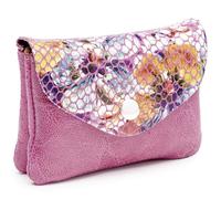 Blanck Monedero Tarjetero Piel Fuelle Solapa Vidriera Fucsia Mujer. Cierre Estampado con Broche y Cremallera Interior. Tres Compartimentos. Medidas 11 x 8,5 x 2,5 cm y 63 gr. Fabricado en España.