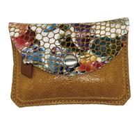 Blanck Monedero Tarjetero Piel Vidriera Mostaza Mujer. Cierre Estampado de Solapa con Broche. Bolsillo Delantero con Cremallera y Tira de Piel. Medidas 11 x 8 x 1 cm y 26 gr. Fabricado en España.
