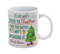 Blanco 1 Es lo que hay debajo del árbol de Navidad lo que importa Decoración navideña Decoración navideña de granja Obra de arte de Papá Noel, Tazas de café de cerámica Taza de té, Regalos de cumpleañ