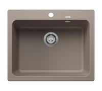 BLANCO 1 x Kitchen, 1 V, estilo hormigón. | [61,5 x 51 x 21,2 cm] | para armarios inferiores de 60 cm de ancho | Gran volumen de lavabo | Superficie fácil de limpiar