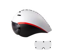 (Blanco 2 lentes A) Casco de ciclismo con gafas aerodinámicas, cascos para bicicleta de carretera, triatlón, contrarreloj,