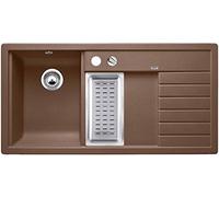 Blanco 521933 Tri de Sona 6 S, cocina fregadero, granito fregadero de Silgranit Puradur Platillos Izquierda, Nuez Moscada