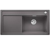 BLANCO 524067 Steamer Plus Zenar XL 6 S Silgranit PuraDur Olla a vapor con control de drenaje incluida tabla de cortar de vidrio derecha, gris roca, 60 cm Unterschrank-Becken rechts