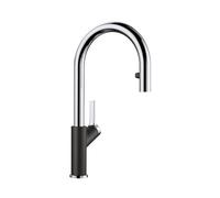 BLANCO 526172 Grifo para Fregadero de Cocina con Boquilla extraíble Carena-S Vario-negro/cromo-526172, Silgranite Negro/Cromo, Hochdruck