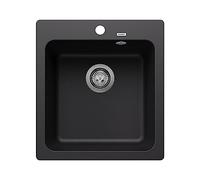 BLANCO 526572 NAYA 45 SILGRANIT PuraDur, negro, armario bajo 45 cm | [46,5 x 51 x 21,2 cm] | para armarios inferiores de 45 cm de ancho | Gran volumen de lavabo | Superficie fácil de limpiar