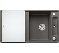 BLANCO AXIA III 5 S Fregadero de granito de color gris silcán, tipo de montaje: instalación desde arriba, reversible, con tabla de cortar de cristal, para armarios inferiores de 50 cm de ancho, tabla