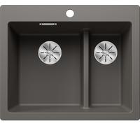 BLANCO PLEON 6 Split, Fregadero de granito de color gris silcán, instalación desde arriba, lavabo principal a la izquierda, para armarios inferiores de 60 cm de ancho, concepto dividido: puente bajado