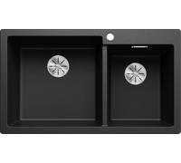 Blanco 527637 - Fregadero PLEON 9 SILGRANIT 1 Cubeta Grande + 1 Pequeña Sobre Encimera Antracita