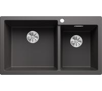 Blanco 527638 - Fregadero PLEON 9 SILGRANIT 1 Cubeta Grande + 1 Pequeña Sobre Encimera Gris Roca