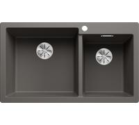 Blanco 527639 - Fregadero PLEON 9 SILGRANIT 1 Cubeta Grande + 1 Pequeña Sobre Encimera Gris Volcán