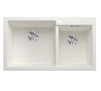 Blanco 527640 - Fregadero PLEON 9 SILGRANIT 1 Cubeta Grande + 1 Pequeña Sobre Encimera Blanco