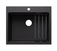 Blanco 527746 - Fregadero ETAGON 6 SILGRANIT 1 Cubeta Sobre Encimera Mueble de 60 Cm Negro