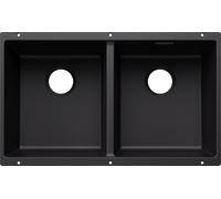 Blanco 527826 - Fregadero SUBLINE 350/350-U 2 Cubetas Bajo Encimera Mueble de 80 Cm Negro