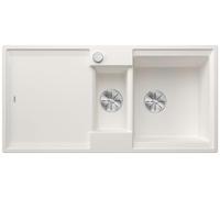 BLANCO ADIRA 6 S, SILGRANIT blanco, tipo de montaje: instalación desde arriba, reversible, con mando a distancia, con accesorios, armario bajo 60, lavabo grande, superficie fácil de limpiar