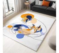 Blanco Alfombras para sala de estar, 160 x 230 cm , dormitorio cocina pasillo salón oficina comedor alfombra de interior de pelo corto Representación Abstracta Minimalista Rostro Humano Alfombras