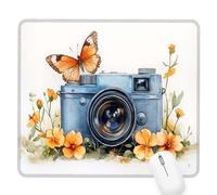 Blanco Alfombrilla de Ratón Pequeña para Juegos de Velocidad, Mouse Pad Mariposa 260x210x3mm Alfombrillas Ratón Tamaño Pequeña Bordes Cosidos, Antideslizante Alfombrilla Escritorio Mujer/Hombre D-194