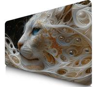 Blanco Alfombrilla Ratón XXL 800x300x3mm Mouse Pad Grande Gaming Tigre Alfombrilla Escritorio con Base Antideslizante, Precisión y Velocidad en Juegos, Mousepad para Ratón y Teclado, Jugadores F0-305