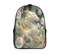 Blanco And Gold Dragón Niña,Chicos Burbujas de jabón arcoíris Mochila Escolar Para Viaje Bolsa De Escuela 16 inch