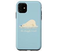 Blanco Ártico Hielo Cansado Sleepy Lazy Funny Bear Animal Carcasa para iPhone 11