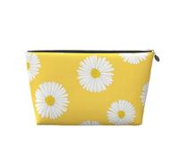 Blanco Aster Margarita Amarillo, Bolsa de artículos de tocador Bolsa de Maquillaje Bolsa de cosméticos Bolsa de artículos de tocador de Viaje portátil