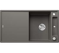 BLANCO AXIA III 5 S, SILGRANIT gris volcánico, tipo de montaje: instalación desde arriba, reversible, con tabla de cortar madera, armario inferior 50, tabla de cortar deslizante, bandeja multifunción