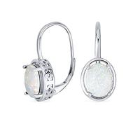 Blanco Azul Púrpura Creado Piedra De Nacimiento Ópalo 3.60 Ct. Oval 9X7Mm .925 Plata De Ley Antiguo Filigrana Estilo Vintage Pendientes Colgantes Para Mujer Palanca De Nuevo