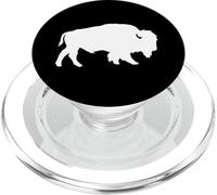 Blanco Buffalo Silhouette Shadow Wild Animal PopSockets PopGrip para MagSafe
