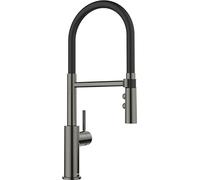 BLANCO CATRIS-S Flexo | Grifo de cocina en acero oscuro satinado | Alta presión | Con manguera extraíble | Cambio de chorro transparente a chorro de ducha | Calidad del agua asegurada y ahorro de agua