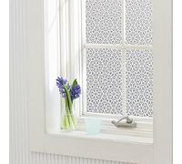 Blanco Chic Patrón Geométrico Película Autoadhesiva para Ventana de Vidrio, Vinilo Adhesivo para Ventana de Privacidad Persianas Decorativas Opaco Estático Pegado/Anti-