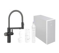 BLANCO Choice Icona, acero inoxidable negro mate, alta presión, sistema de agua multifuncional todo en uno, agua fría en silencio, medio, burbujeante y caliente, incluye aplicación para personalizar
