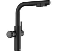 BLANCO CHOICE Icona-L Grifo de cocina todo en uno de acero inoxidable negro mate, no incluye unidad de tratamiento de agua CHOICE.ALL, agua fría en silencio, medio, burbujeante y caliente hirviendo