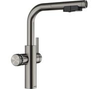 BLANCO CHOICE Icona-L | Grifo de cocina todo en uno en satén platinuml | no incluye unidad de tratamiento de agua CHOICE.ALL | Agua fría en silencio, medio, burbujeante y caliente hirviendo | [16 x
