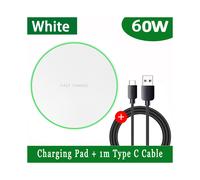 (Blanco con cable) Base de carga inalámbrica de 60 W para iPhone 14 13 12 11 Pro Max X XR Samsung Xiaomi