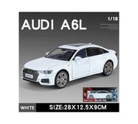(Blanco con caja) Modelo de coche de juguete A6L 1/18 de aleación fundida a presión, 6 puertas que se
