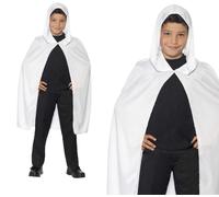 Blanco con Capucha Fantasmas Capa Infantil Disfraz de Halloween Accesorio